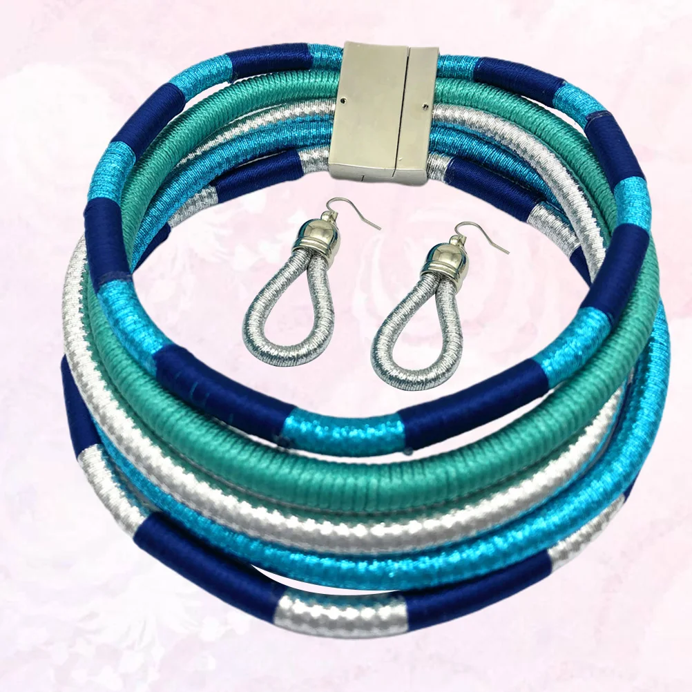 

Magnetic Buckle Necklace Set Dainty Necklaces for Women Multilayer Weaving Hand-weaving African Style to Weave