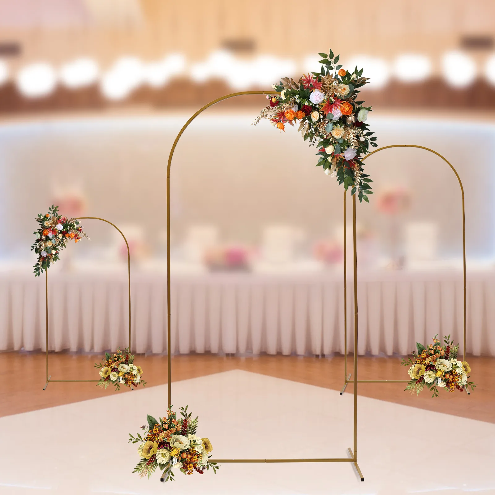 Wedding Stand Gold Arch Backdrop Shelf For Ceremony Party Venue Decor Frame Decoration 3pcs