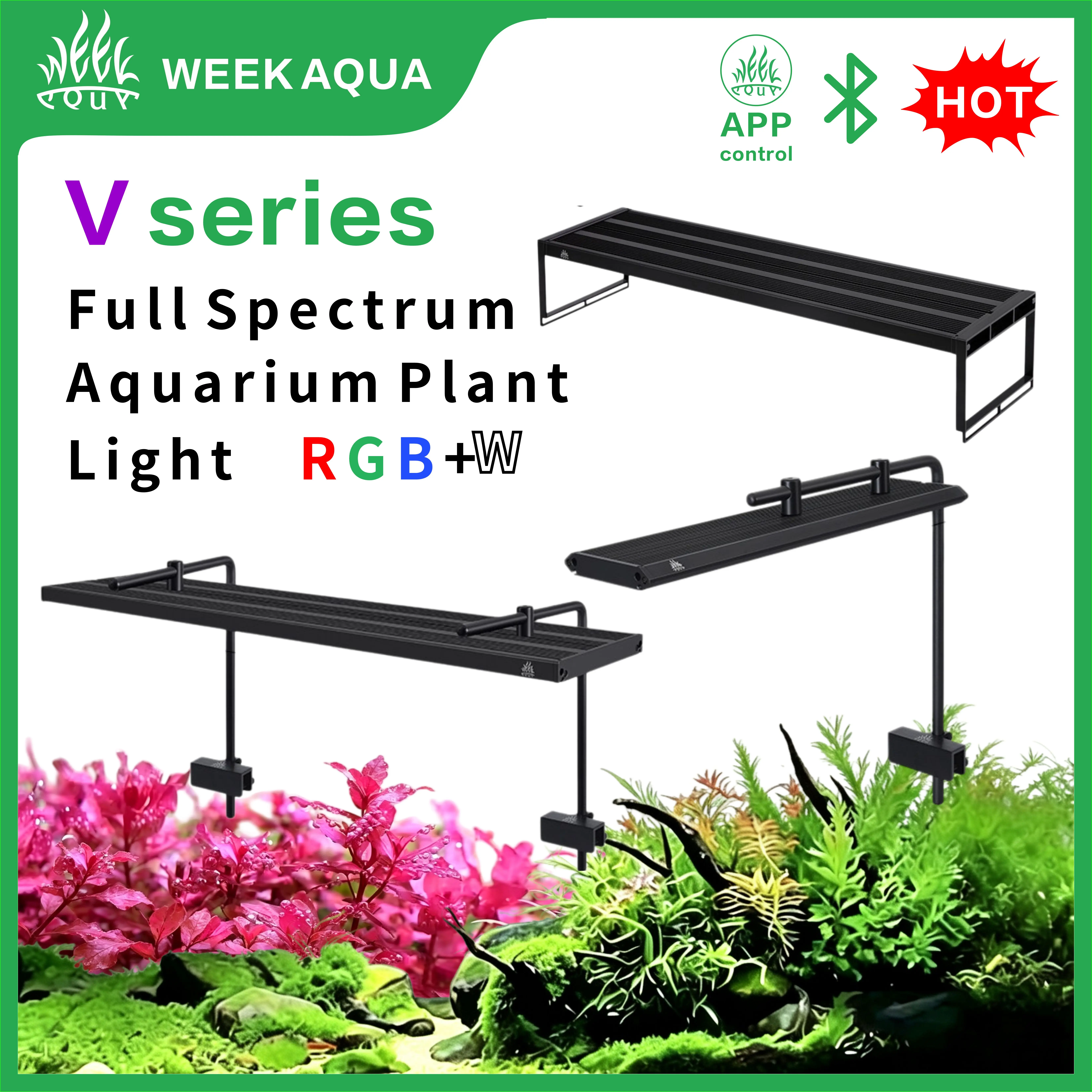 eek Aqua V Series Freshwater Aquarium Plant Lamp, Full Spectrum RGB+W with External Controller for Native Stream & Algae Tank