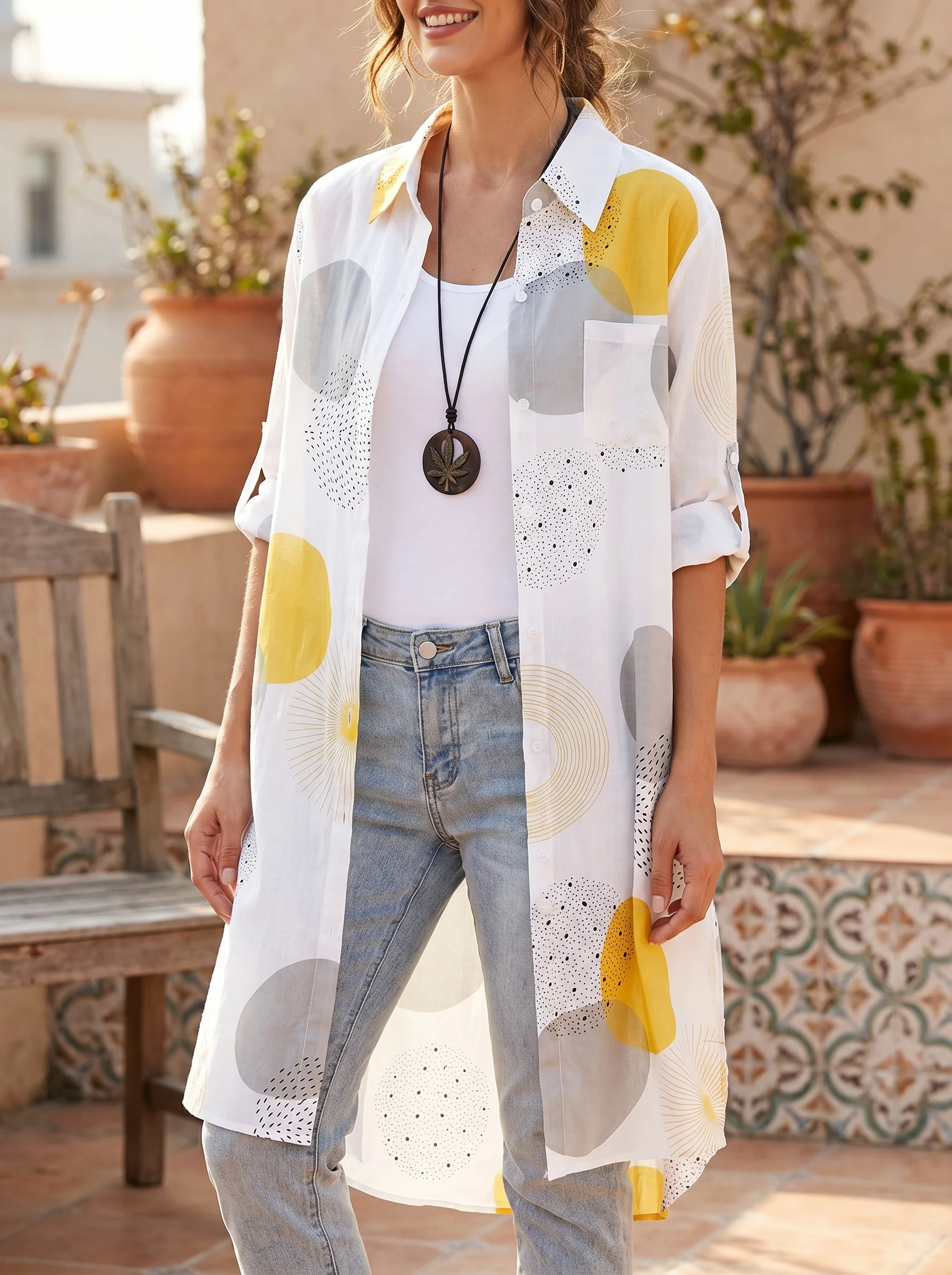 Temperament Casual Woman Loose Blouse Fashion Woman Elegant Long Sleeve Blouse Holiday Weekend Sun Protection Female Shirt
