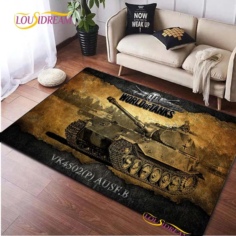 World Of Tanks Non-Slip Area Rug for Living Room,Bedroom,Playroom,Kitchen,Door,Prayer Floor Mat Home Decor Carpet Gift Alfombra