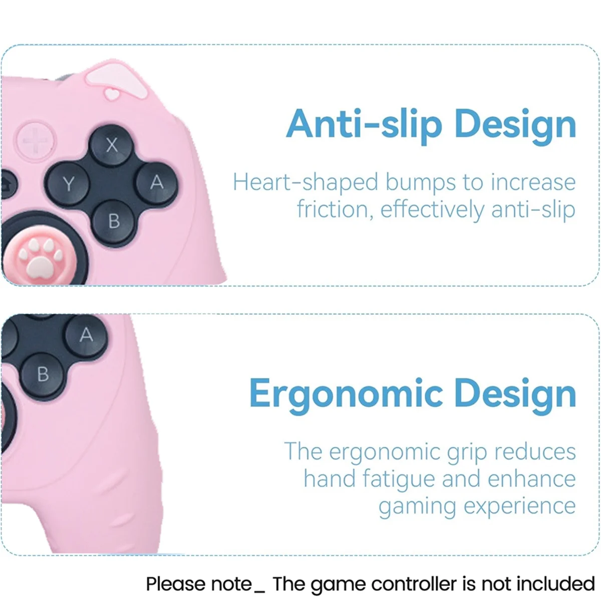 2025 +  Switch 2 Pro Cat Controller Skin Grips Set Anti-Slip Sweat-Proof Tight Fit Easy Installation