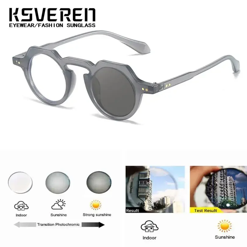 Men Women Personality Round Photochromic Nearsighted Glasses Refractive Astigmatism Lenses Anti Reflection 0 -0.5 To -6.0