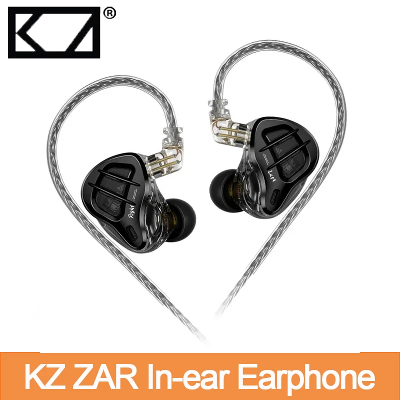 KZ ZAR Hybrid Driver In-ear Monitor Music DJ Headset HiFi 2Pin Wired Headphone 1DD+7BA Earphone Sport Game Earbud ZAX ZAD AST