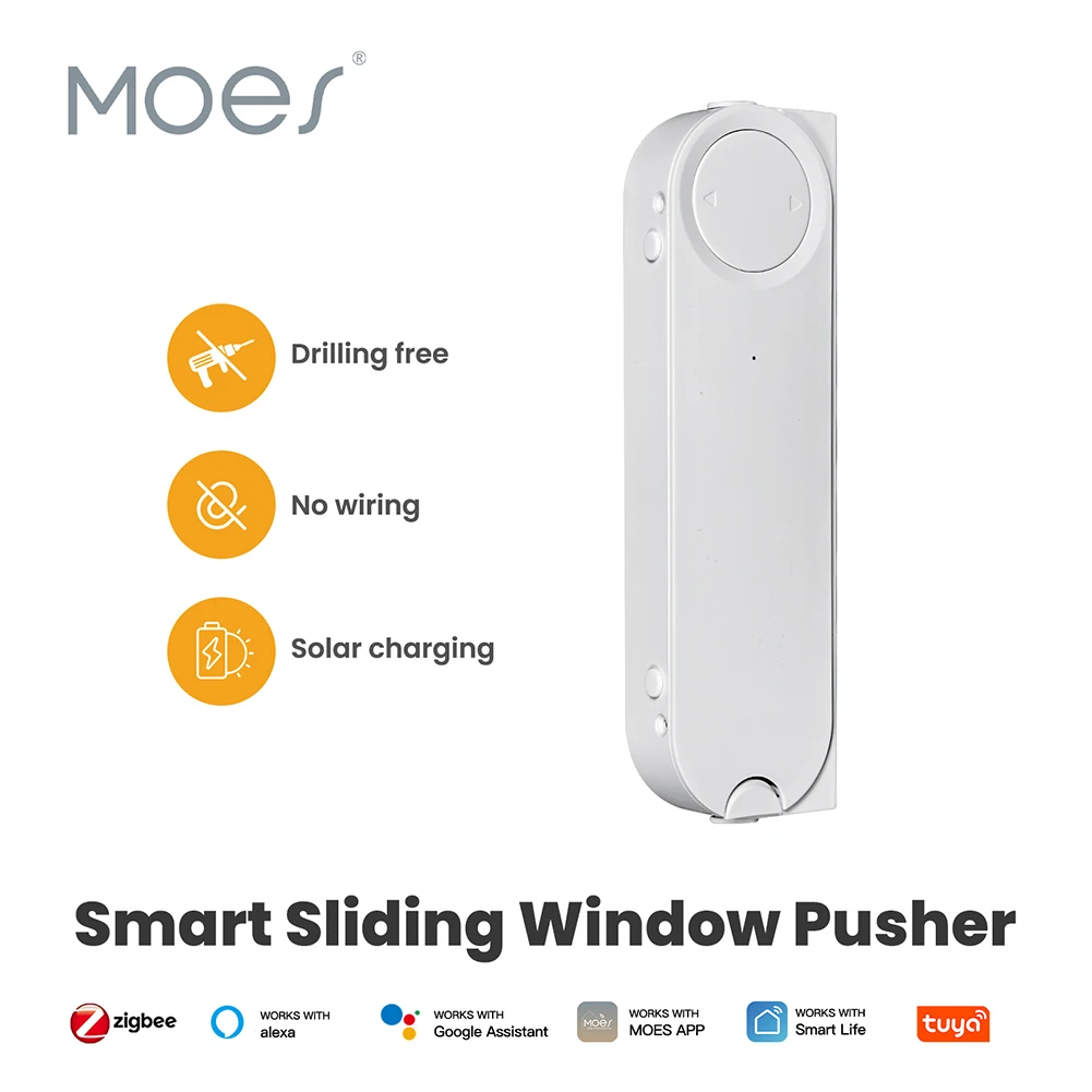 

Tuya ZigBee Smart Sliding Window Pusher Solar Charging Automatic Opener Closer Smart Life App Remote Kit with Alexa Google Home