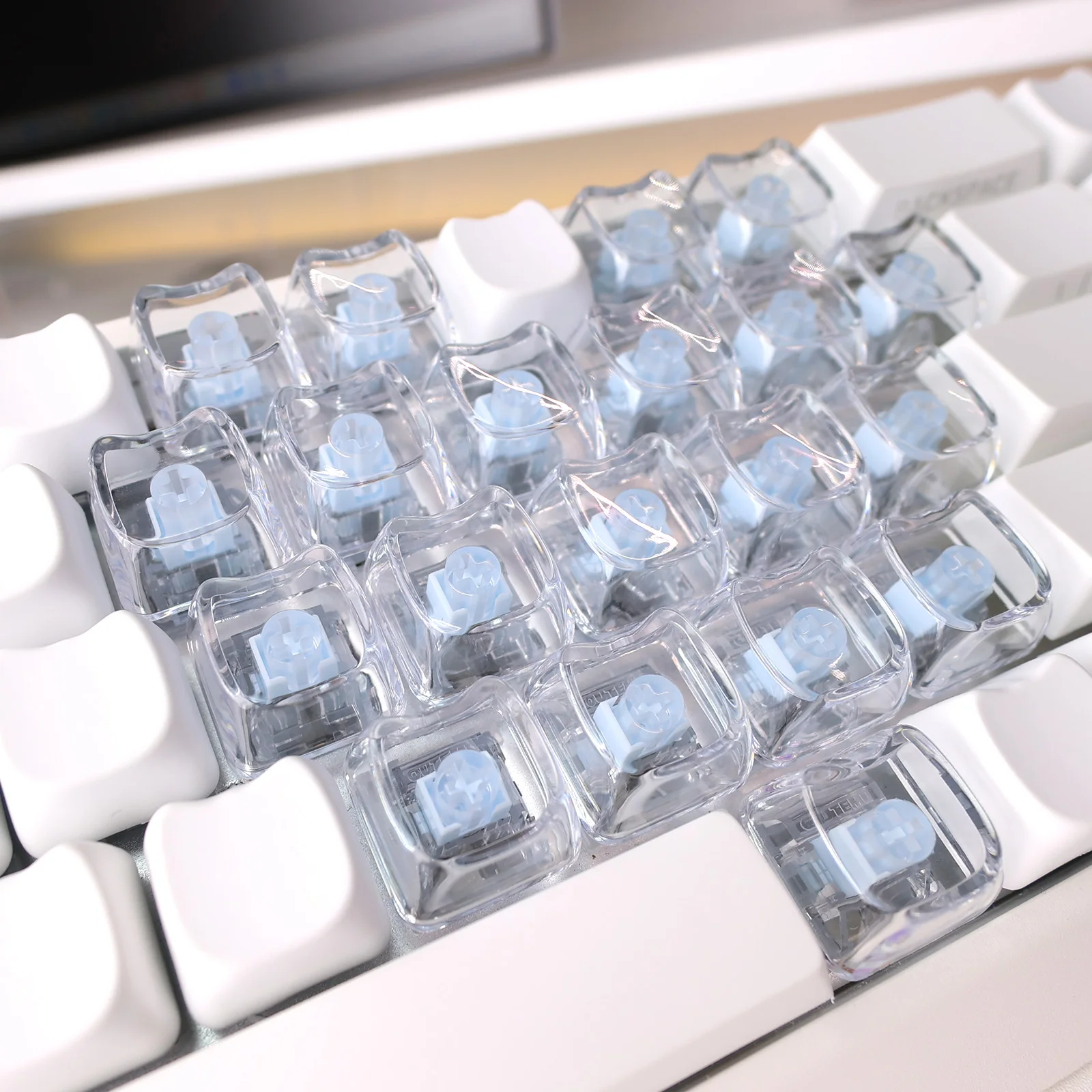 Transparent Backlit Blank Keycap, 21 Keys PC Material DIY Heart Keycaps MAO Profile for MX Switches Mechanical Keyboard