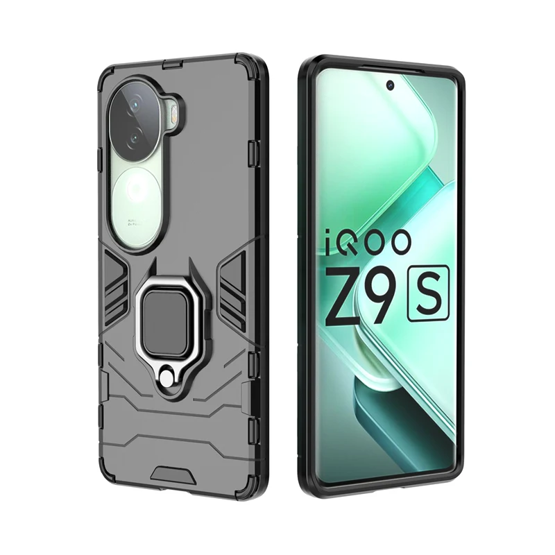 Funda Para vivo iQOO Z9s 5G, carcasa dura a prueba de golpes, armadura de parachoques, anillo magnético, Funda Para la parte trasera