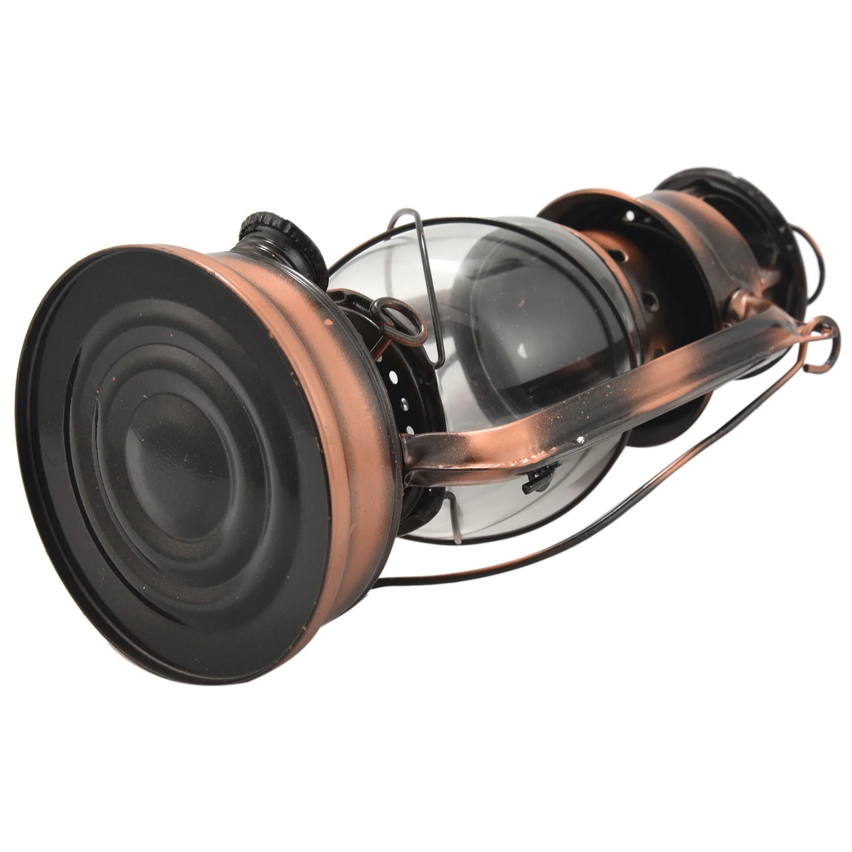 ABUH-2Pcs 25Cm Iron Antique Bronze Oil Lanterns (Cover) Nostalgic Portable Outdoor Camping Lamp Leak Proof Seal Camping Light