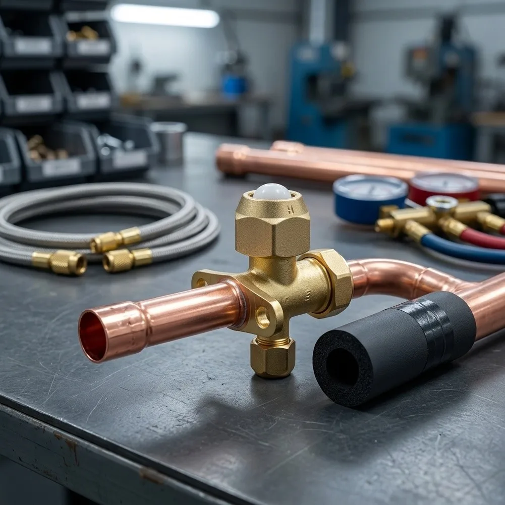 Brass Air Conditioner Stop Valve for For split System AC Outdoor Indoor Unit Connection Coolant Circuit Control