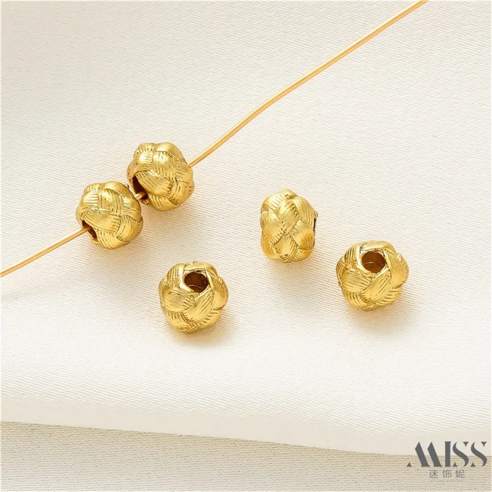 18k Gold Bag Color Matte Gold Wool Ball Bead-separated Loose Bead DIY Handmade Beaded Bracelet Necklace Jewelry Accessories