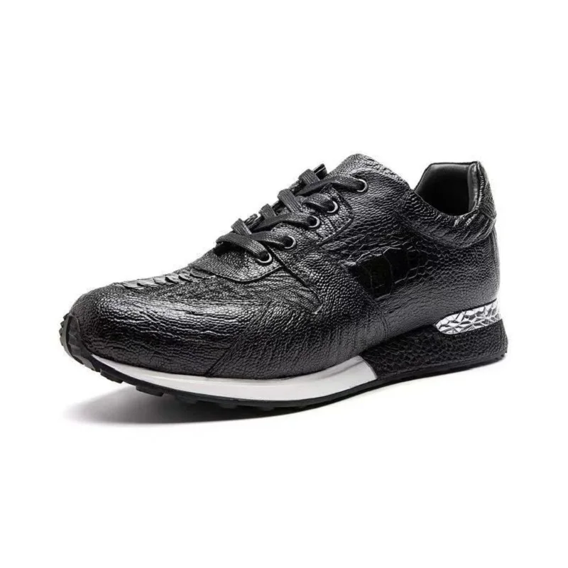 2025 new arrival Fashion Ostrich skin causal shoes men,male Genuine leather White Sneaker PDD662