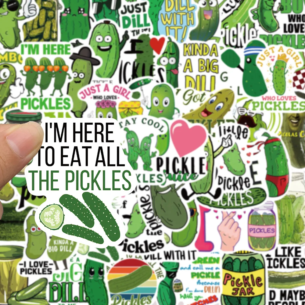 10/30/50 個グリーン漫画ピクルスキュウリ落書きステッカースーツケーススケートボードラップトップ荷物電話スタイリング DIY デカール