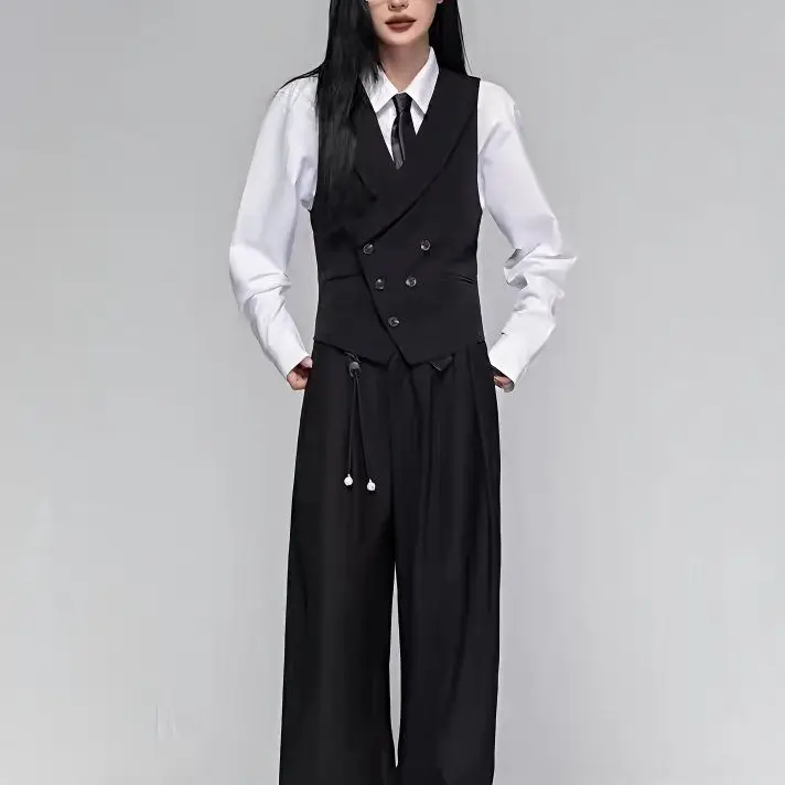 Women's Casual Suits Vest With a Lapel Collar Business Vest British Style High-End Sense Gun Lapel Collar Slim Waistcoat Jacket