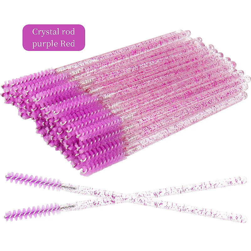 50 stücke Einweg Wimpern Pinsel Kristall Augenbraue Make-Up MicroBrush Diamant Griff Mascara Zauberstab Applikator Wimpern Verlängerung Werkzeug