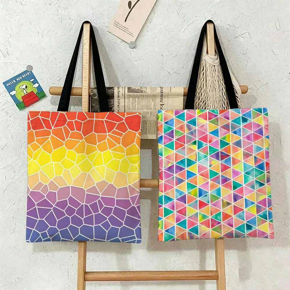 Abstract Colorful Mosaic Storage Bags are suitable for school, shopping, travel, work, and grocery shopping