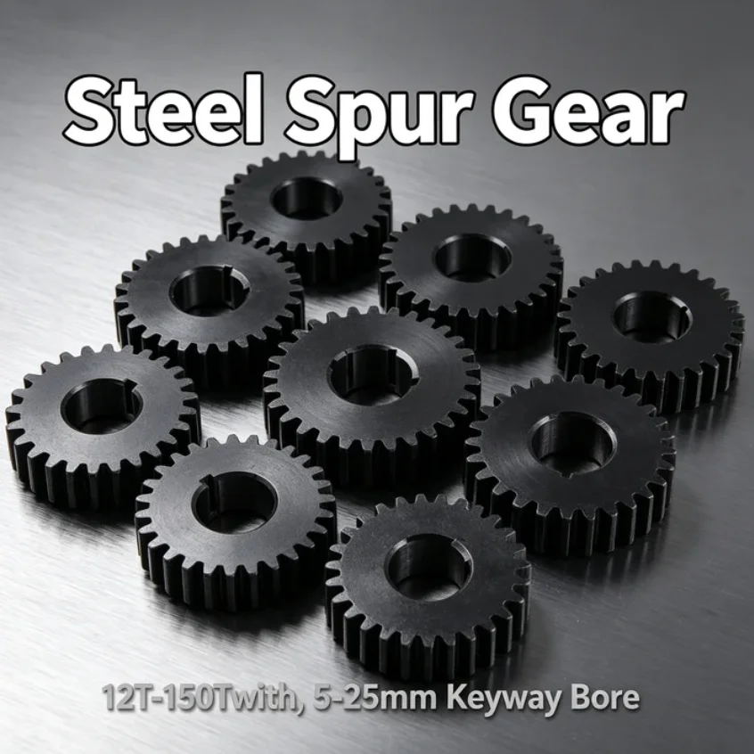 High Precision C45 Steel Spur Gear Rack - 1 Meter Length 12T-150T Modules 5-25mm Bore with Keyway for Light Industrial Machinery