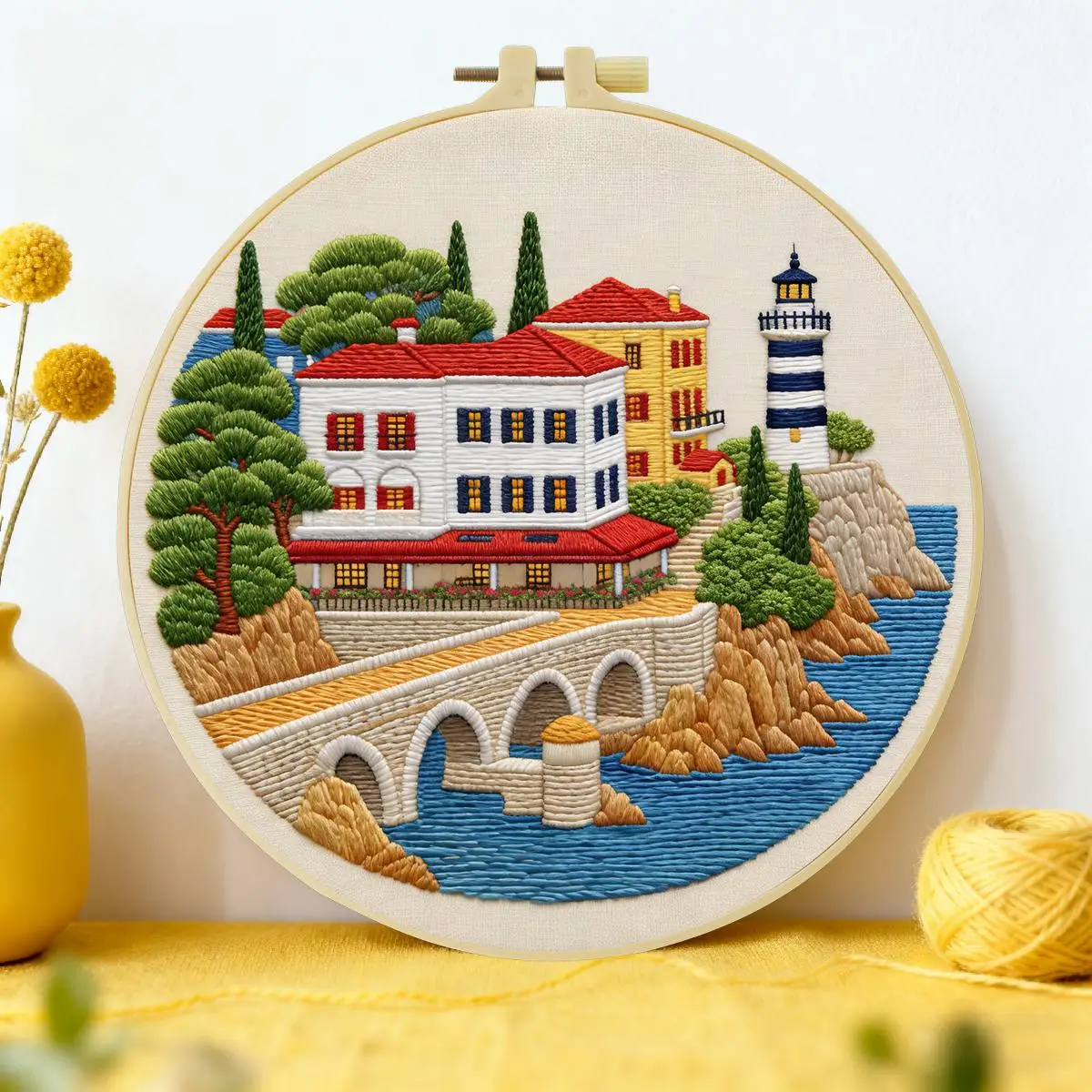 1 Stück 20X20CM/15X15CM 7,87/6,3 Zoll Haus-Stickerei-Starter-Kit DIY-Kit DIY-Stickerei-Set Handarbeiten Malerei – Detail 1