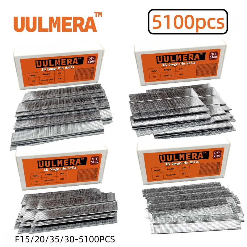5100pcs Brad Nails, 4 Various Sizes Available F15/F20/F25/F30, Durable Iron Construction, Suitable DIY Gardening Carpentry