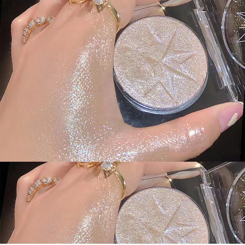 2024 New Highlighter 4 Colors Chameleon Eye Shadow Palette Waterproof Glitter Shimmer Highlighter Powder Palette Cosmetics