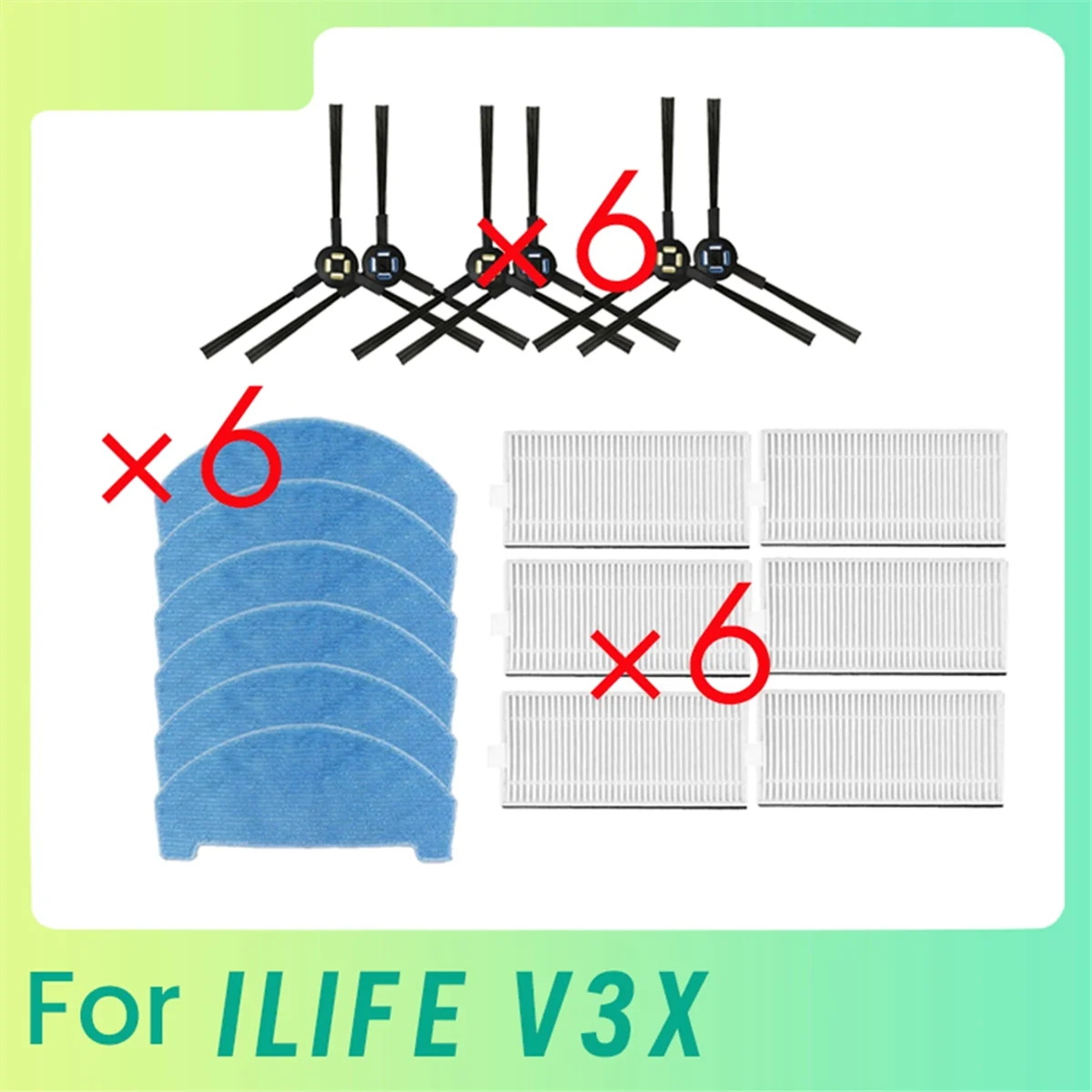 18 Pcs Side Brush Mop Filter for ILIFE V3X Sweeping Robot Cleaner Parts Replacement-Furlan