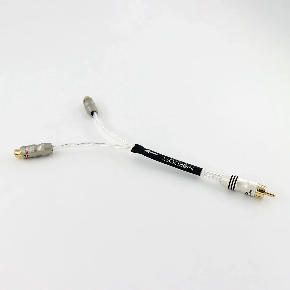 Fever RCA one public two female audio cable HIFI grade single crystal copper silver plated lotus one two signal cable