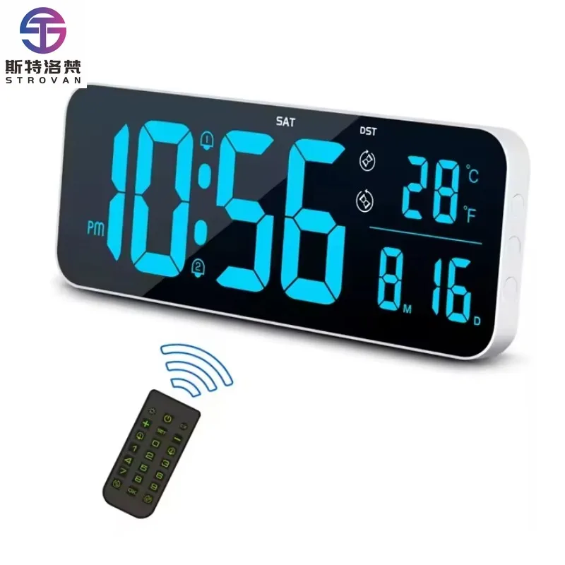 15.5 Inch LED Large Wall Clock with Count up and Countdown Timer Remote Control Desktop and Wall Mount Clock for Living Room