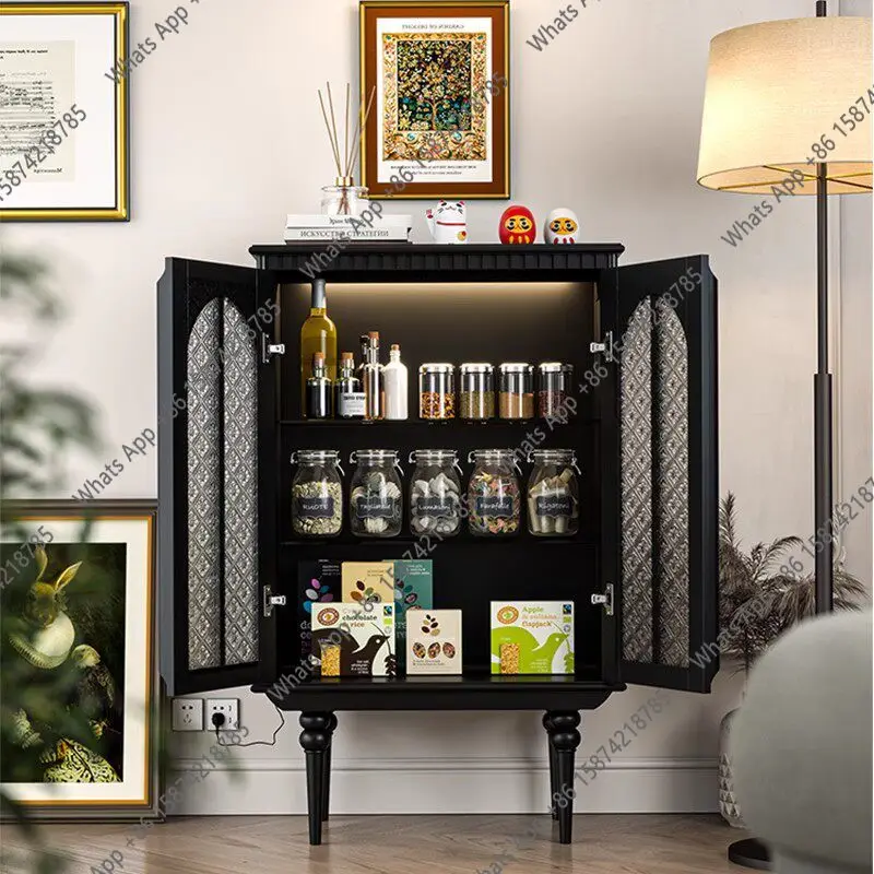 

decorative glass door Light luxury solid wood porch cabinet fashion French entry retro style dining side cabinet home p