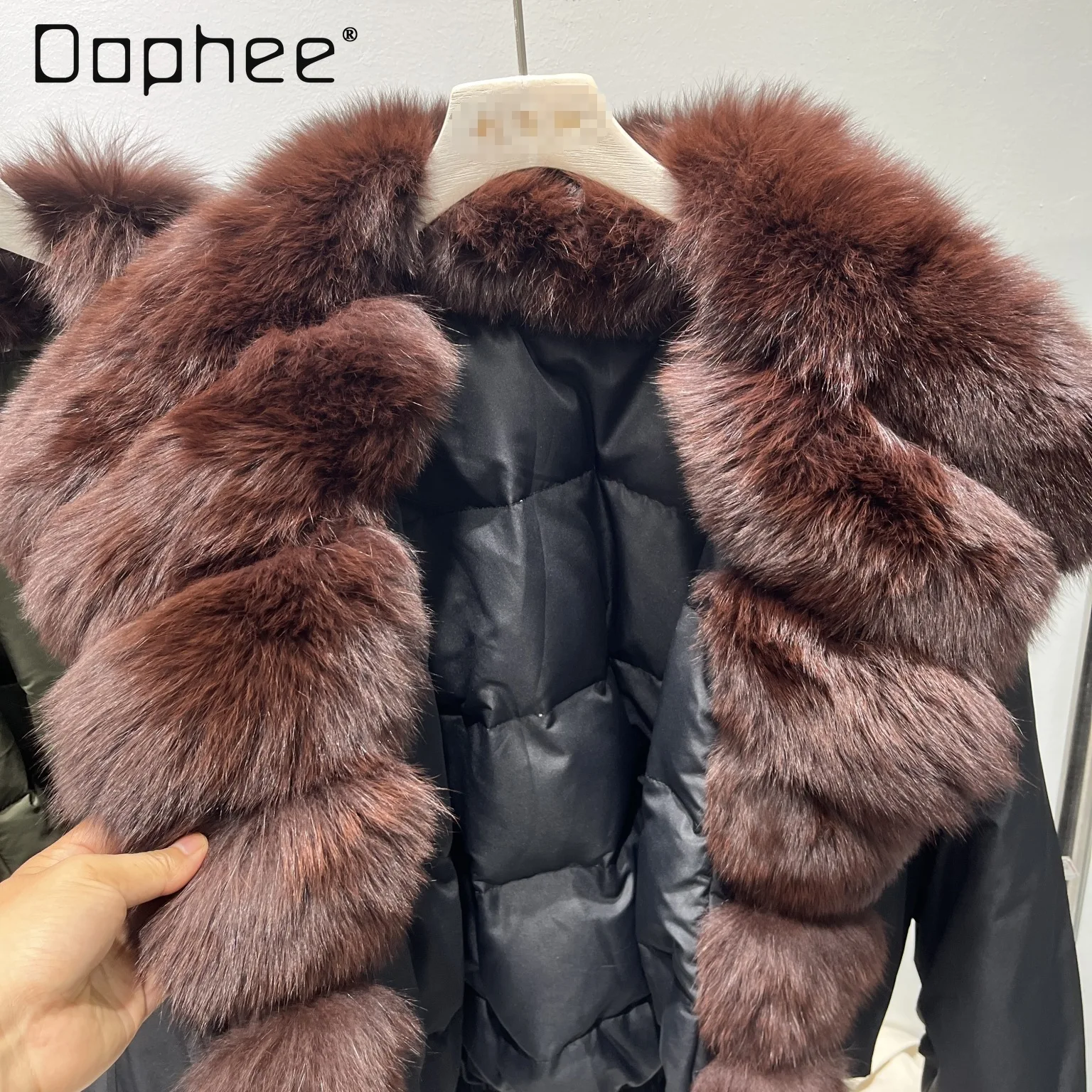 

2025 зимняя новая высококачественная шуба с лисьим меховым воротником для женщин, элитная модная короткая пуховая подкладка, свободная парка, утепленные пальто