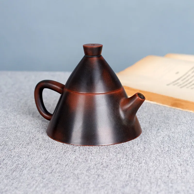 Qinzhou Nixing Pottery Teapot Pure Handmade Raw Ore Nickel Material Famous Grain Pile Pot Bronze Small Capacity Tea Set