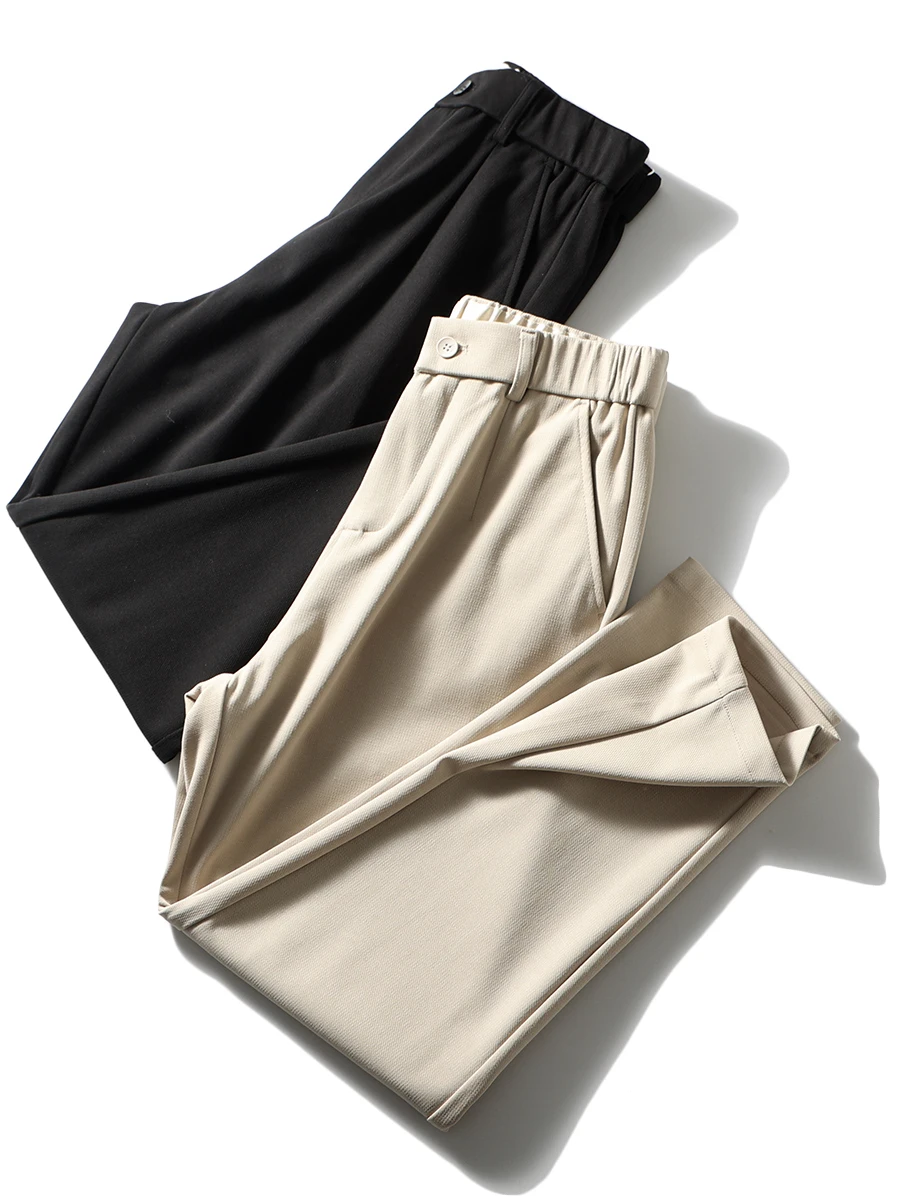 

Удобные повседневные брюки прямого кроя для мужчин, новые весенние модели, с эластичным поясом, не мнущиеся, модные городские стильные длинные брюки