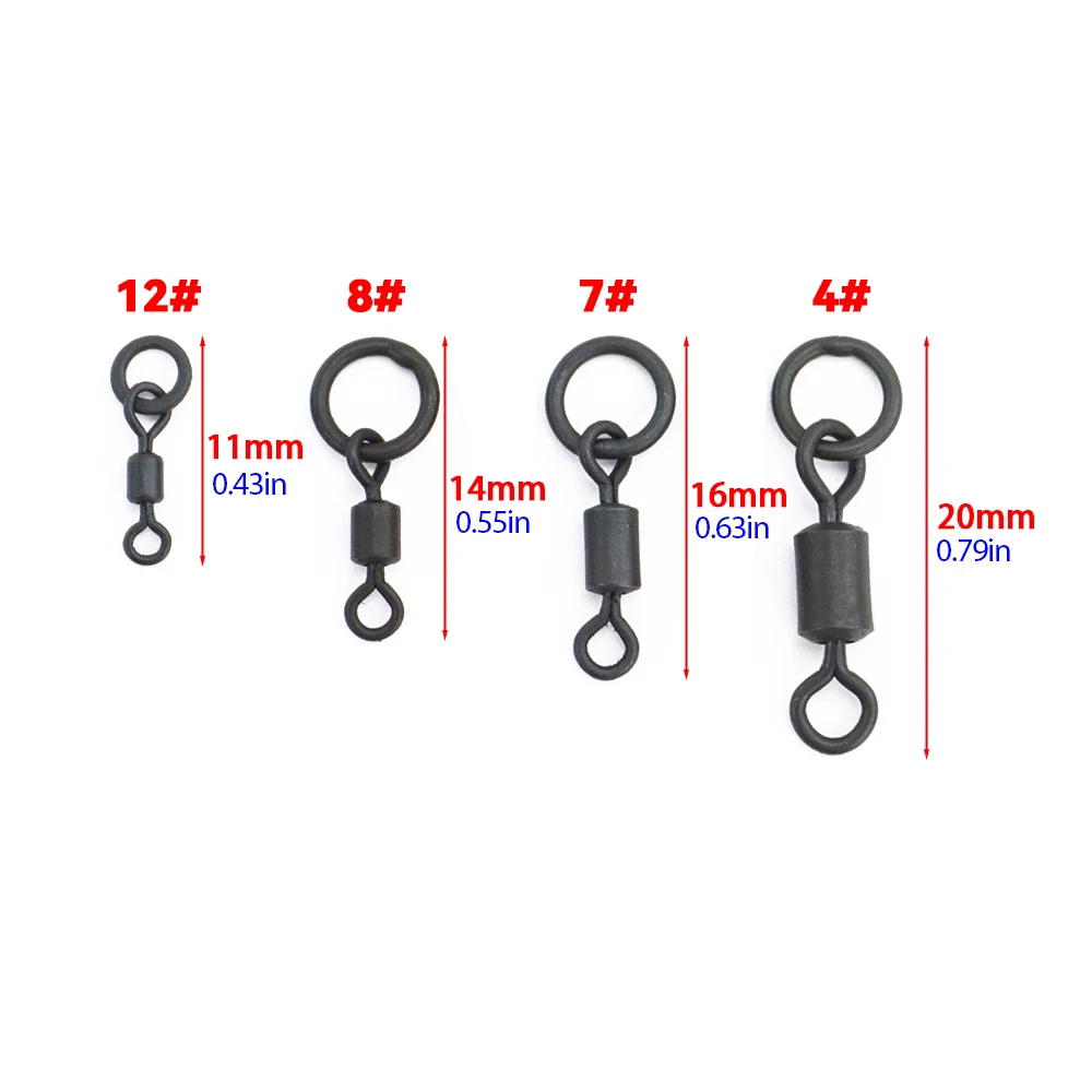 Hirisi 20 Piece Carp Fishing Swivels Snaps with Solid Ring Quick Change Fishing Hook Swivels Fishing Accessories AE044