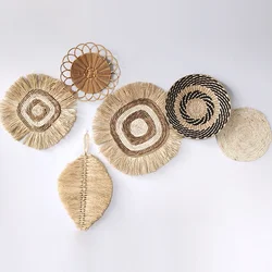 Raffia Hand-woven Hanging Decorations Entrance Wall Decorations B&B Background Wall Hanging Decorations Wabi-sabi Style