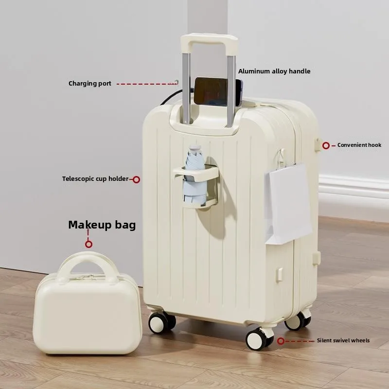 2025年新型おしゃれ多機能荷物入れ女性用旅行スーツケース学生用プルロッド付き静音ホイールパスワードボックス