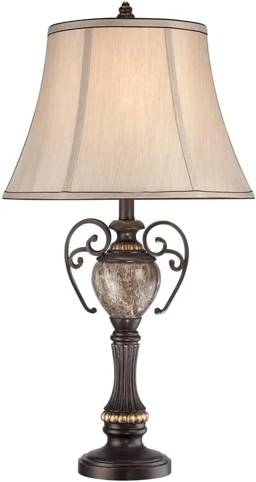 

Belvedere Manor Traditional Table Lamp 30 1/2" Tall Oil Rubbed Bronze Scroll Arms Beige Linen Shade for Living Room Bedroom