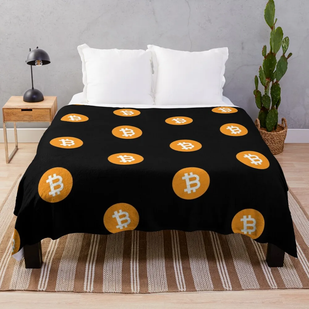 Bitcoin BTC Classic Cryptocurrency Logo Throw Blanket Bed covers Furry Blankets Luxury Thicken Blanket