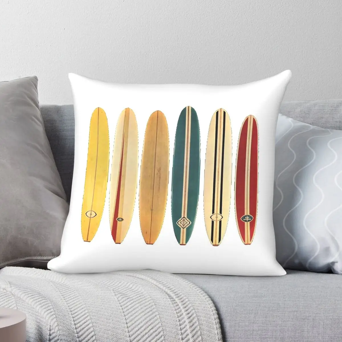Retro Surfboards Square Pillowcase Polyester Linen Velvet Pattern Zip Decorative Sofa Cushion Cover