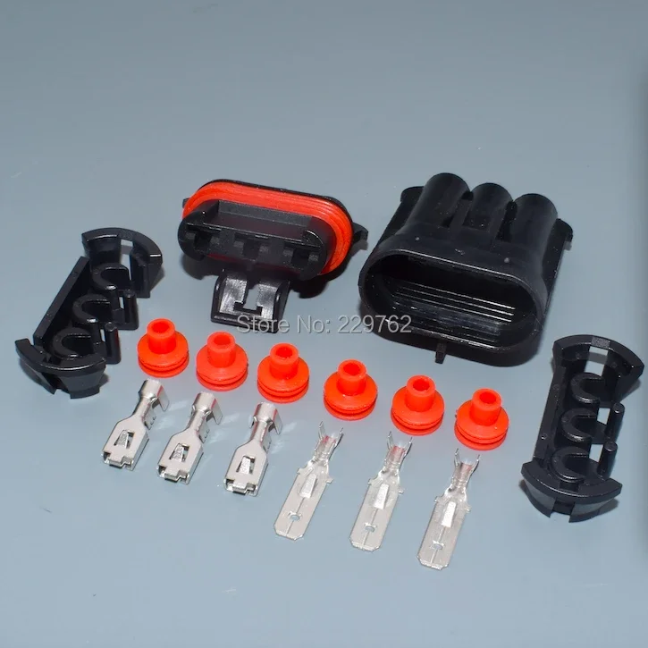 Shhworldsea 3 Pin 6.3mm car Waterproof Female And Male Automotive Cooler Fan Connector Auto Plug 12124685 15358681 For Haval H3