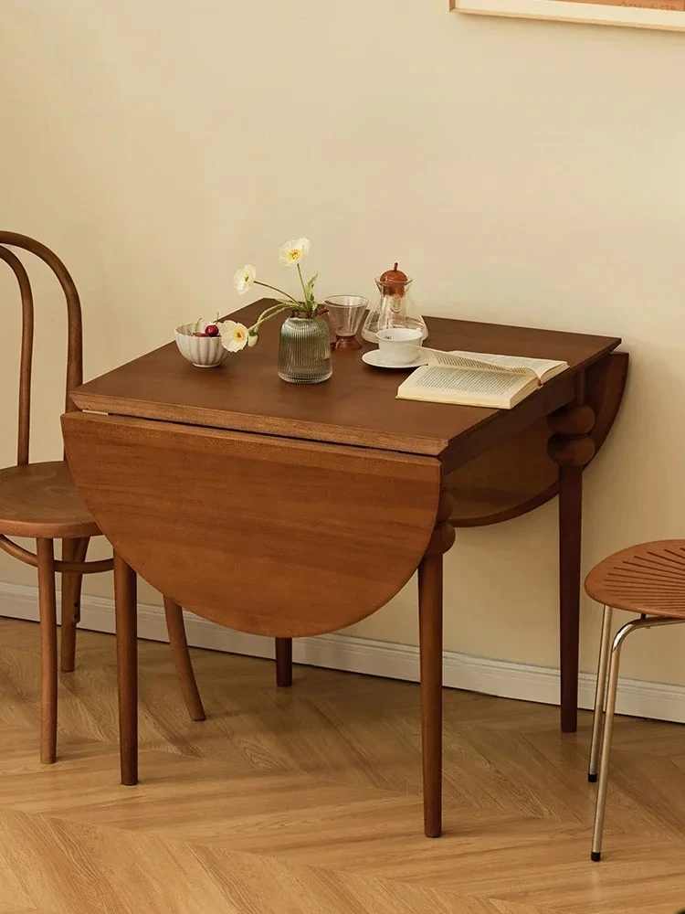 

muebles para hogar Nordic Antique Style Solid Wood Household Foldable Ellipse Dining Table