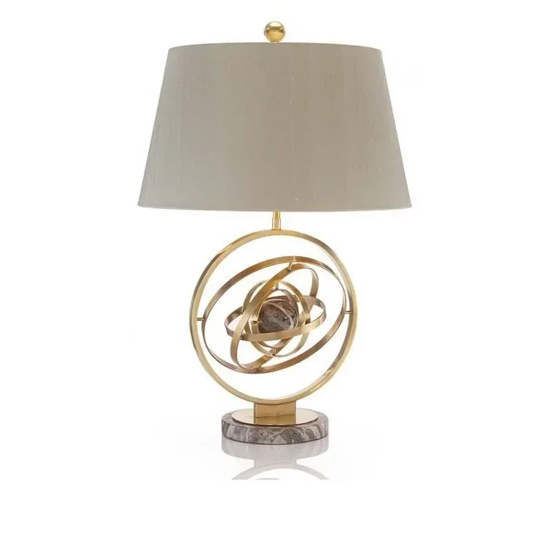 

American simple globe personalized wrought iron creative living room bedroom study model room marble base desk lamp