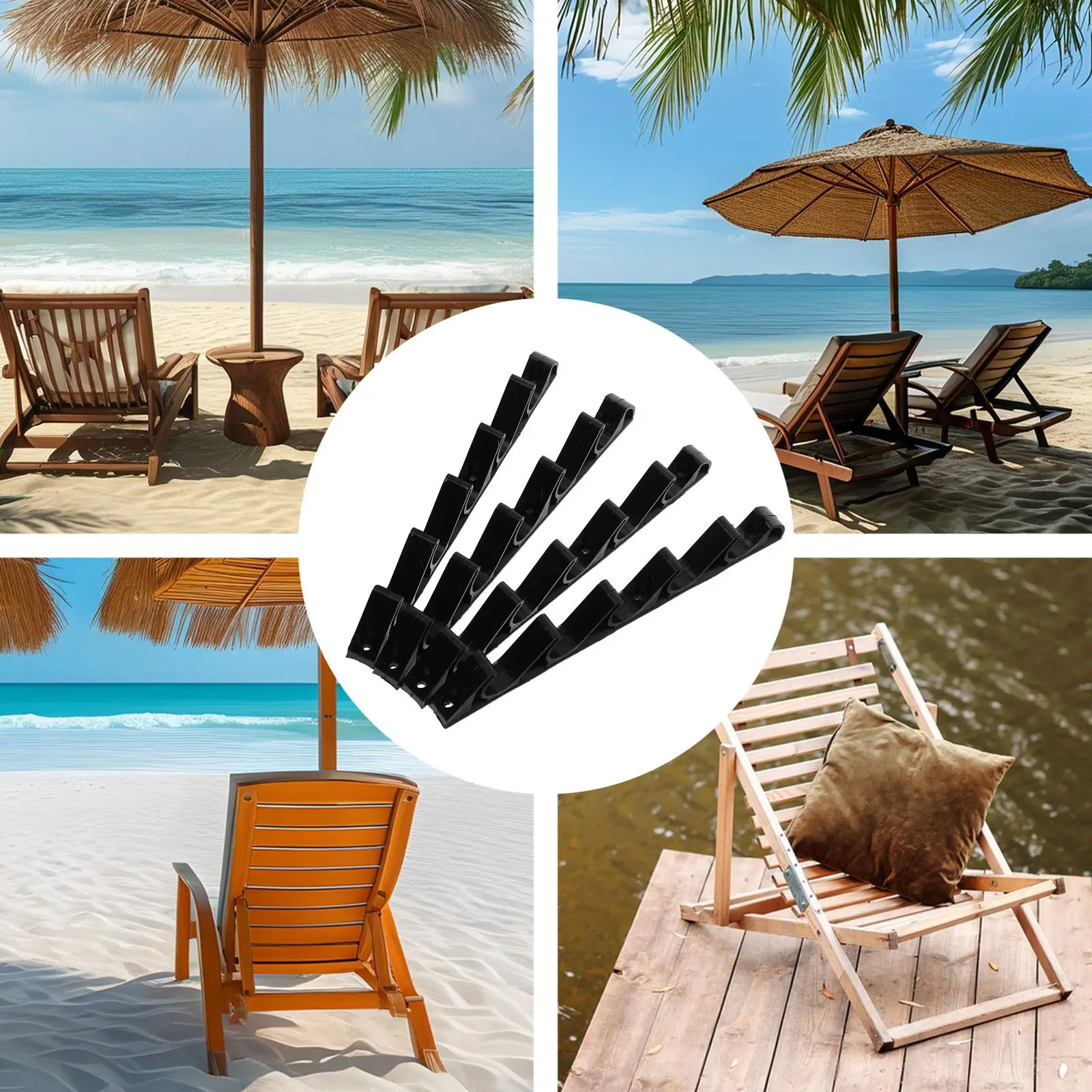 4Pcs Outdoor Folding Lounge Chair Plastic Five-Gear Adjustment Bracket Recliner Buckle Garden Patio Balcony Chair Support