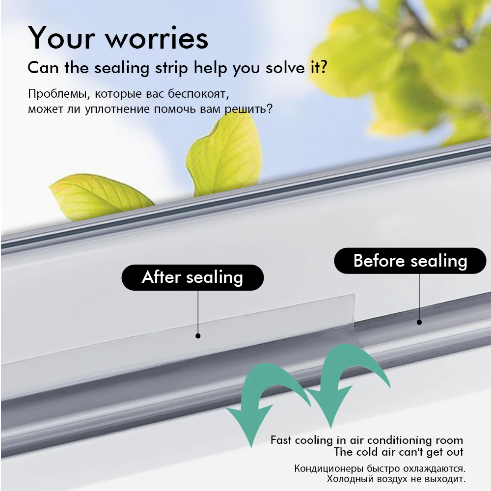 Window Weather Stripping Door Draft Blocker Silicone Shower Glass Gaps Side of Door Seal Strip Dust Insulation Noise Reduction