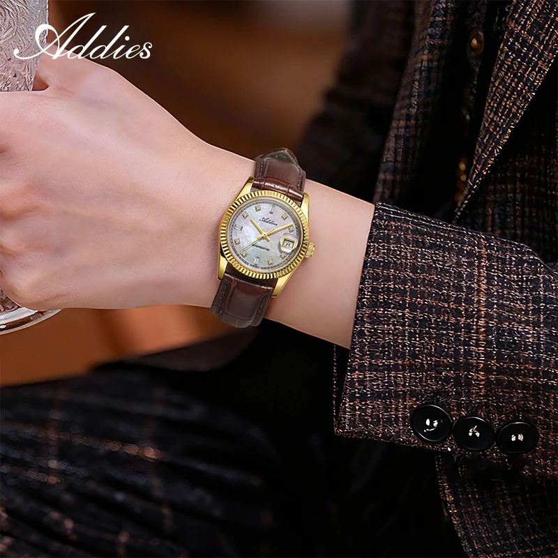 Addies 585 Quartz Woman's Watch 28mm High Quality Sapphire Glass 50m Waterproof Dive Stainless Steel Business Ladies Watches view 2