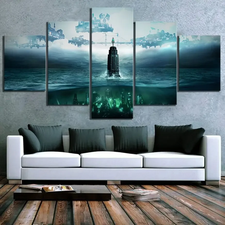 No Framed 5 Pcs BioShock The Collection Video Game Paintings HD Prints Posters Wall Art Canvas Pictures Living Room Home Decor