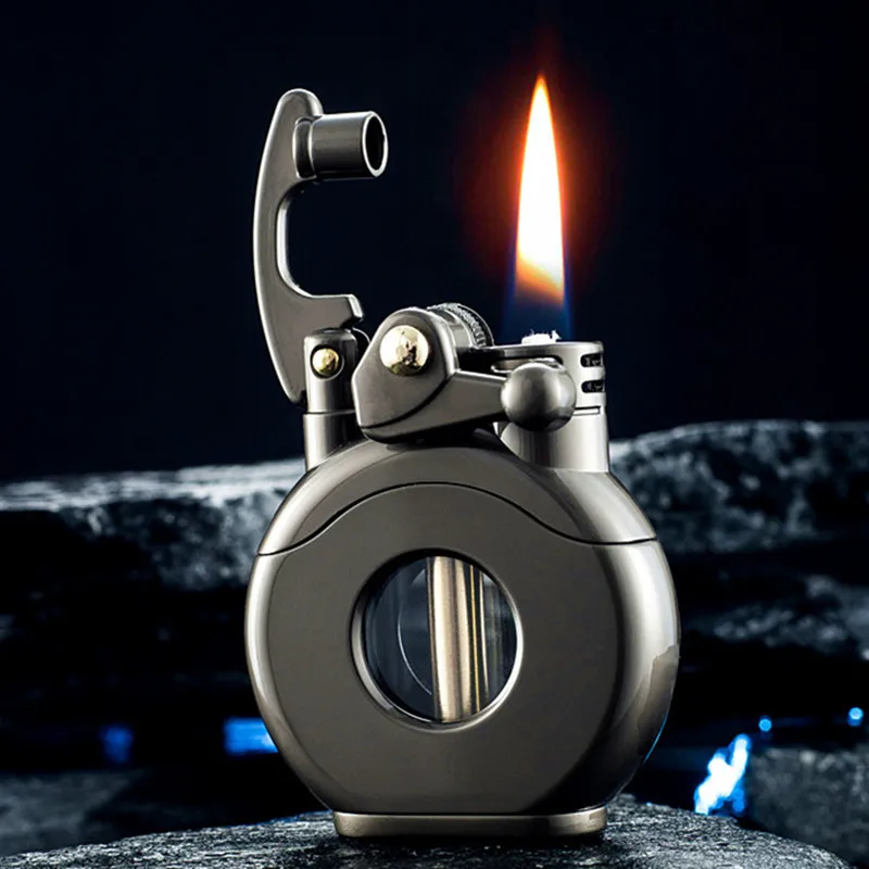 ZORRO Creative Transparent Fuel Tank Visual Lighter Rocker Grinding Wheel Windproof Kerosene Lighter Cigarette Lighter