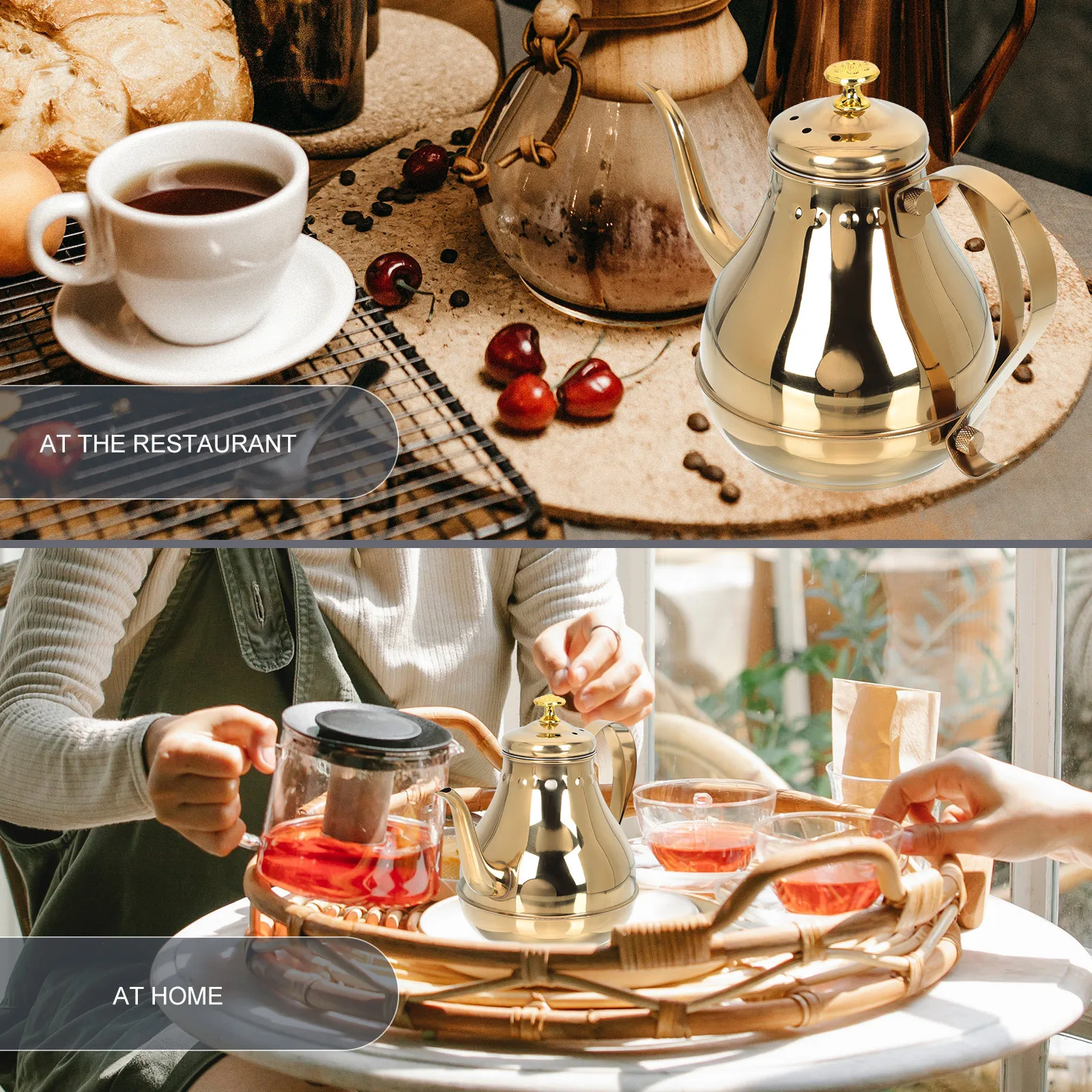 

Stainless Steel Milk Tea Pot Large Capacity with Fine Strainer Heat Resistant Teapot for Hotel Restaurant Home Multipurpose