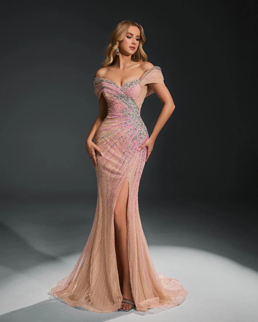 

Customized Exquisite Women Tulle Rhinestone Ruched Mermaid Evening Dresses Sexy Sweetheart Sleeveless Floor Lenght Prom Dresses