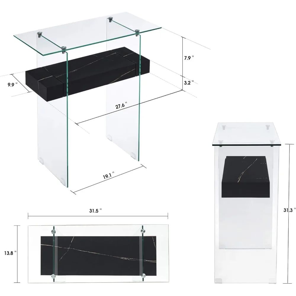 طاولة أريكة ضيقة حديثة 31.5 مع مساحة تخزين وأرفف خشبية طبيعية للمساحات الصغيرة في غرفة المعيشة #3