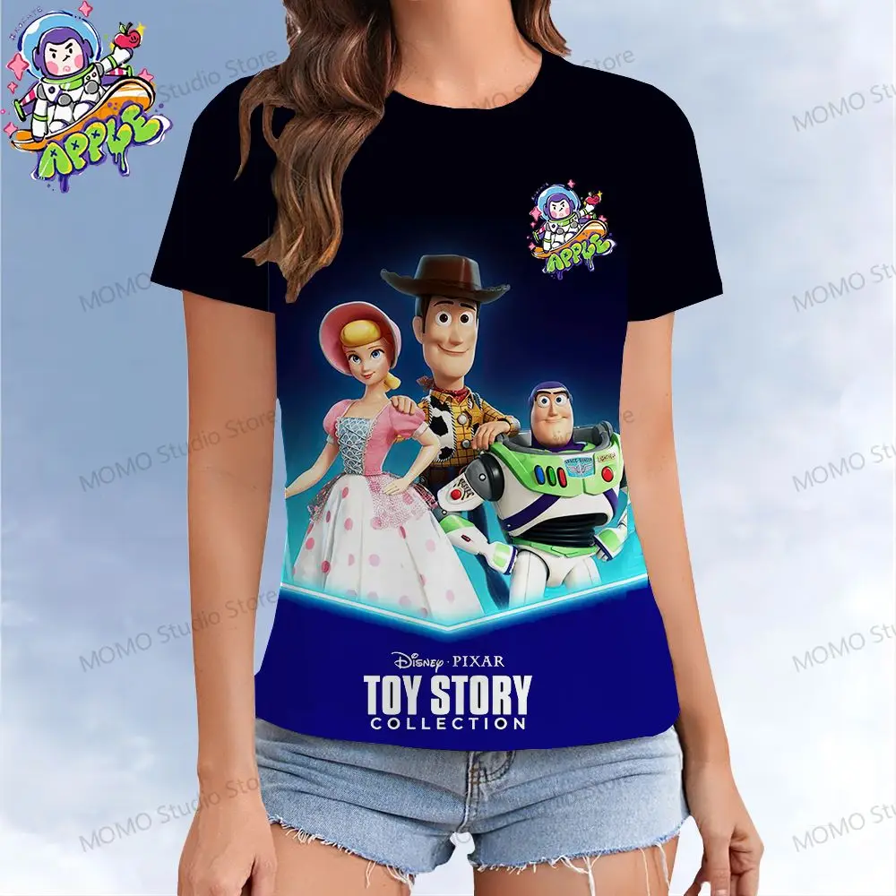 Disney Toy Story Women's T-shirt Buzz Lightyear Street Wear Summer Y2k 2024 T-shirts O Neck Woman Clothing Kawaii XS-3XL Leisure