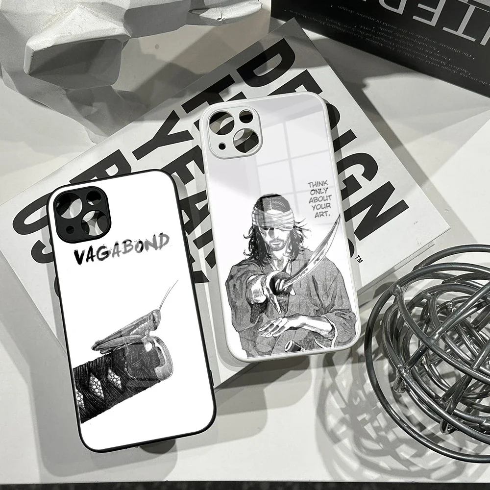 Anime Vagabond Manga Tempered Glass Case for iphone 15 13 12 11 Pro MAX MiNi 7 8plus  X XS XR 14 pro max Vagabond Manga Cover