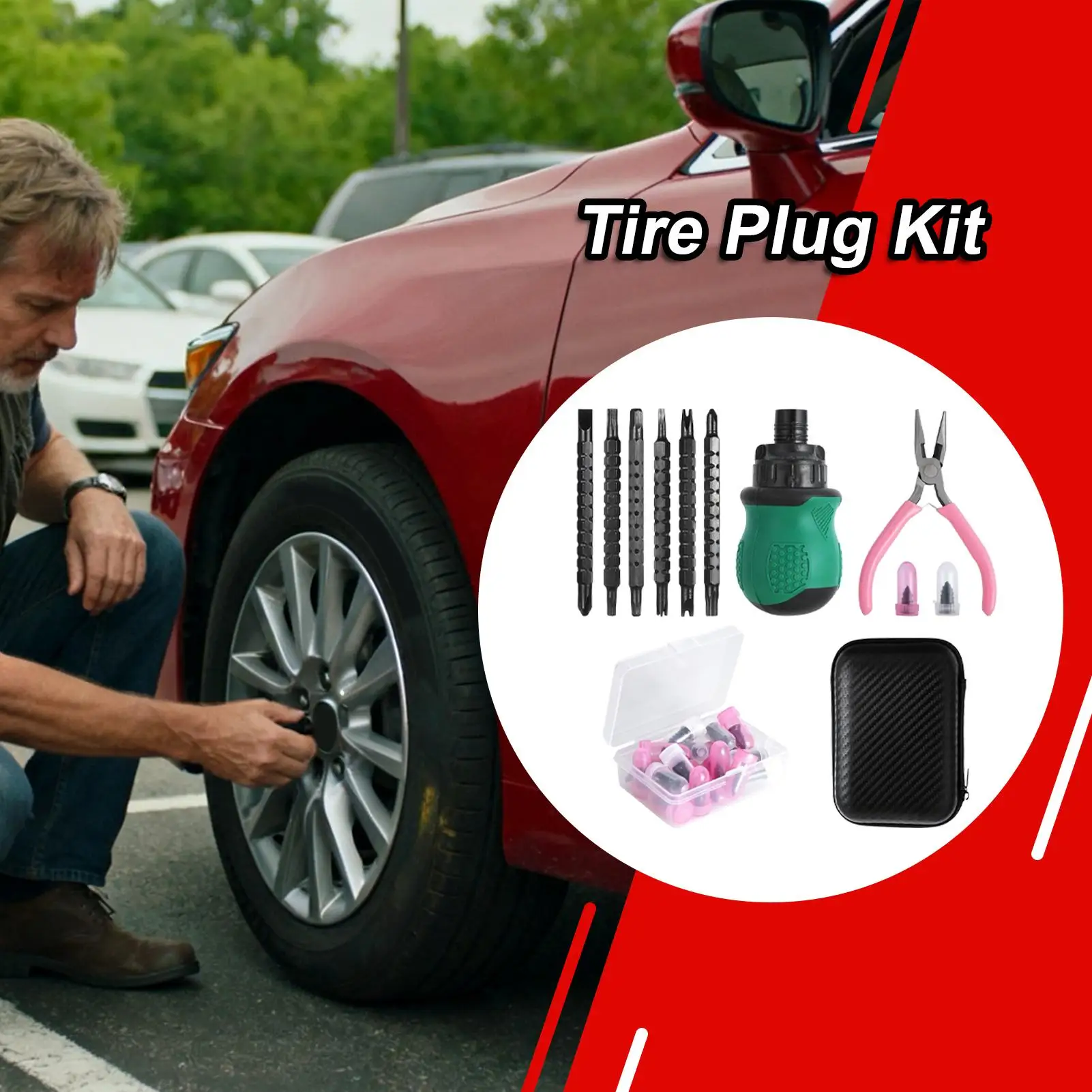 

Vacuum Car Tyre Repair Rubber Nail Set Universal Tire Screw Tubeless Repair Tools Accessories Kit for Motorcycle Truck